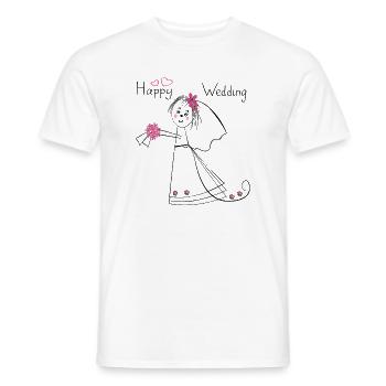 Happy Wedding Hochzeit - Men's T-Shirt - white - Front - AI Model Male 178 dark (178cm)