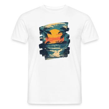 Plage Palmiers Coucher de soleil Été - T-shirt homme - blanc - Devant - AI Model Male 178 dark (178cm)