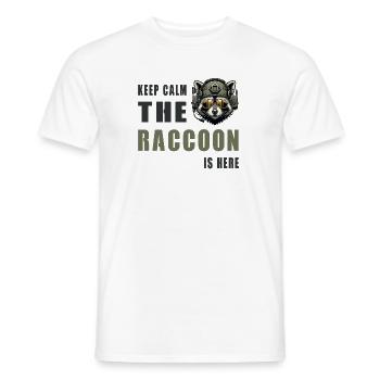 Keep Calm Raccoon Is Here - Männer T-Shirt - Weiß - Vorne - AI Model Male 178 dark (178cm)