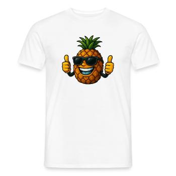 Süßer Cartoon Ananas Sommerfrucht Spaß Freude - Männer T-Shirt - Weiß - Vorne - AI Model Male 178 dark (178cm)