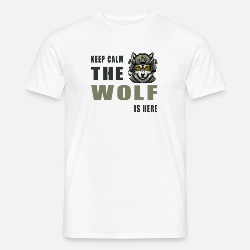 Keep Calm Wolf Is Here - Männer T-Shirt - Weiß