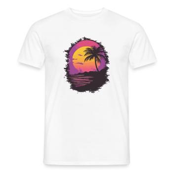 Plage Palmiers Coucher de soleil Été - T-shirt homme - blanc - Devant - AI Model Male 178 dark (178cm)