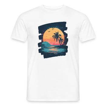 Plage Palmiers Coucher de soleil Été - T-shirt homme - blanc - Devant - AI Model Male 178 dark (178cm)