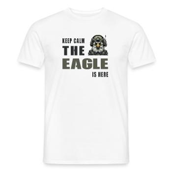 Gardez votre calme – l’aigle est là - T-shirt homme - blanc - Devant - AI Model Male 178 dark (178cm)