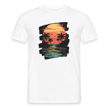 Palm Trees Sunset Summer - Men's T-Shirt - white - Front - AI Model Male 178 dark (178cm)