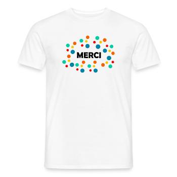 THANK YOU. THANKS. THANK YOU. ANNIVERSARY. BIRTH. - Men's T-Shirt - white - Front - AI Model Male 178 dark (178cm)