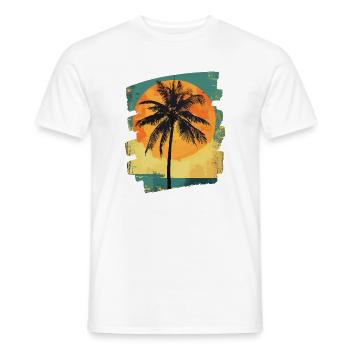 palmier coucher de soleil soleil d’été - T-shirt homme - blanc - Devant - AI Model Male 178 dark (178cm)