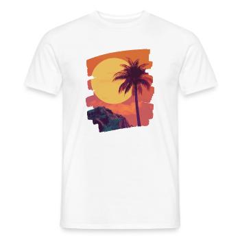 Plage Palmiers Coucher de soleil Été - T-shirt homme - blanc - Devant - AI Model Male 178 dark (178cm)