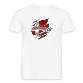 Drapeau du Danemark - Danemark - Drapeau déchiré - T-shirt homme - blanc - Devant - AI Model Male 178 dark (178cm)