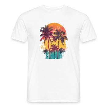 palmier coucher de soleil soleil d’été - T-shirt homme - blanc - Devant - AI Model Male 178 dark (178cm)