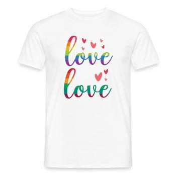 Mois de la fierté LGBT - Love is Love - T-shirt homme - blanc - Devant - AI Model Male 178 dark (178cm)