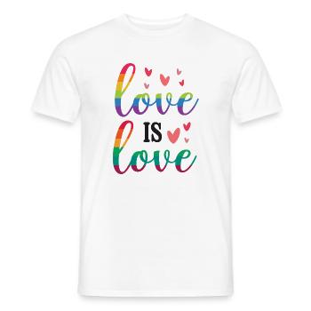 Mois de la fierté LGBT - Love is Love - T-shirt homme - blanc - Devant - AI Model Male 178 dark (178cm)