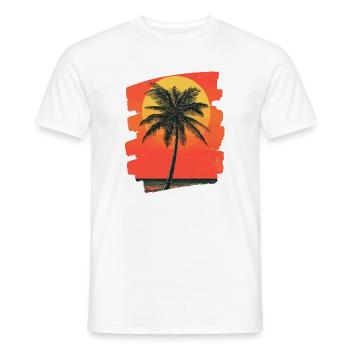 palmier coucher de soleil soleil d’été - T-shirt homme - blanc - Devant - AI Model Male 178 dark (178cm)