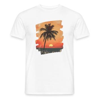 palmier coucher de soleil soleil d’été - T-shirt homme - blanc - Devant - AI Model Male 178 dark (178cm)