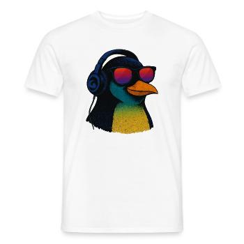 Cool Penguin with Sunglasses Music Headphones - Men's T-Shirt - white - Front - AI Model Male 178 dark (178cm)