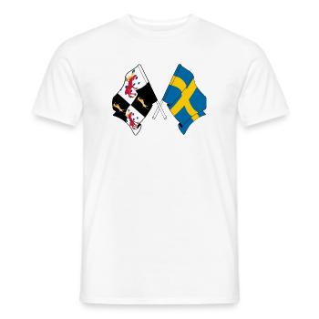 Gävleborg et la Suède – Un dans le cœur et le drapeau - T-shirt homme - blanc - Devant - AI Model Male 178 dark (178cm)