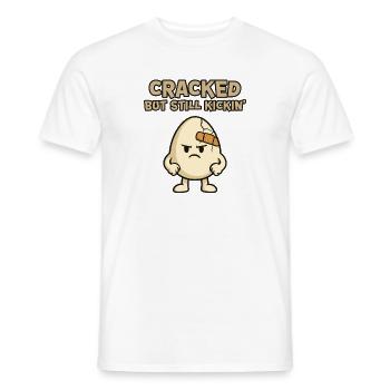 Cracked Egg: Stubborn and Kickin - Men's T-Shirt - white - Front - AI Model Male 178 dark (178cm)