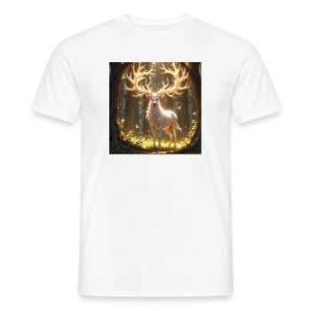 Power Animal Deer in Daylight - Men's T-Shirt - white - Front - AI Model Male 178 dark (178cm)