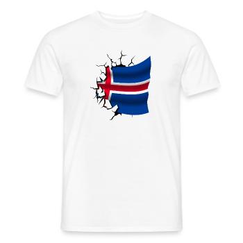 Flag of Iceland - Iceland - Flag Broken Design - Men's T-Shirt - white - Front - AI Model Male 178 dark (178cm)