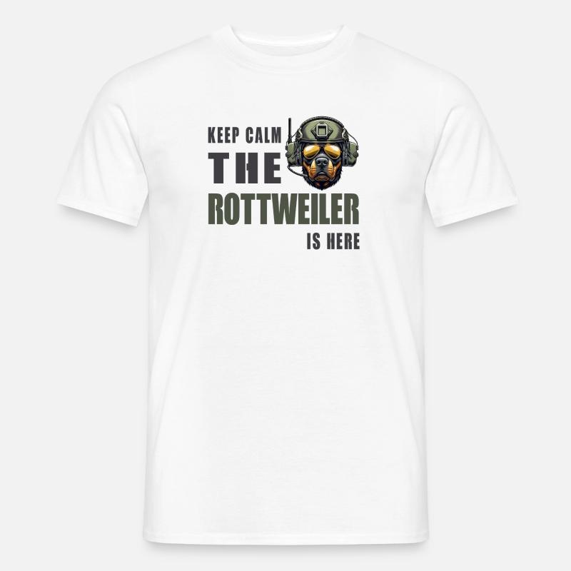 Rottweiler – Keep Calm Design - Männer T-Shirt - Weiß