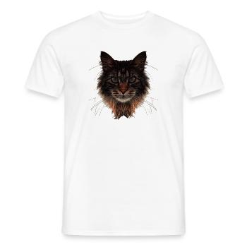 Maine-Coon Gesicht, langhaarig, Katzen design - Männer T-Shirt - Weiß - Vorne - AI Model Male 178 dark (178cm)