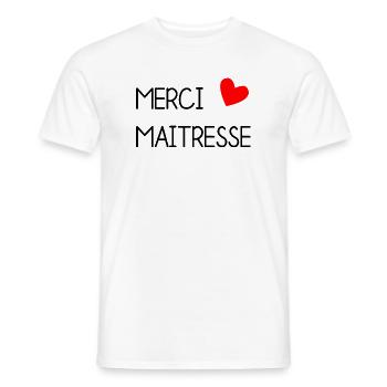 MISTRESS. THANK YOU. THANK YOU MISTRESS. GIFT - Men's T-Shirt - white - Front - AI Model Male 178 dark (178cm)