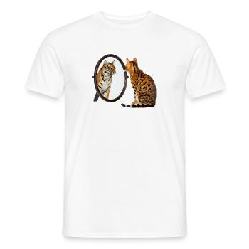 Believe In Yourself Cat – Unleash Your Inner Tiger - Men's T-Shirt - white - Front - AI Model Male 178 dark (178cm)