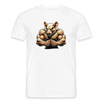 Fierce Anthropomorphic Rodent Illustration - Men's T-Shirt - white - Front - AI Model Male 178 dark (178cm)
