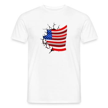 Flag of the United States - USA - Flag Broken Desi - Men's T-Shirt - white - Front - AI Model Male 178 dark (178cm)