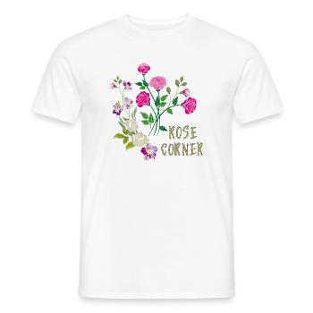 Les roses Rose Corner en signe d’amour - T-shirt homme - blanc - Devant - AI Model Male 178 dark (178cm)