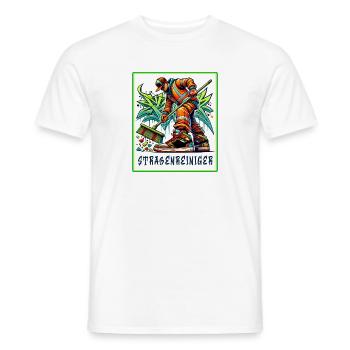 Street cleaner in graffiti style - Men's T-Shirt - white - Front - AI Model Male 178 dark (178cm)