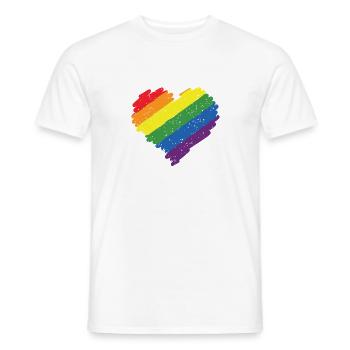 Rainbow Heart Pride Flag Colors LGBTQ+ Grunge - Men's T-Shirt - white - Front - AI Model Male 178 dark (178cm)