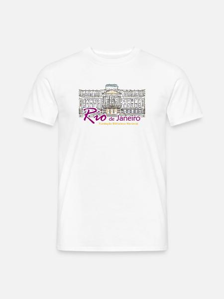 Rio de Janeiro, Brasilien Handzeichnung Bibliothek - Männer T-Shirt - Weiß