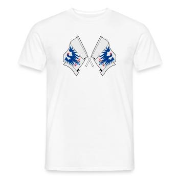 Drapeaux Värmland croisés – Suède - T-shirt homme - blanc - Devant - AI Model Male 178 dark (178cm)