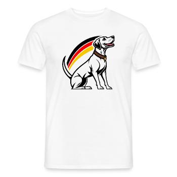 Dog with rainbow in comic book style - Men's T-Shirt - white - Front - AI Model Male 178 dark (178cm)
