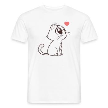 Adorable cat with pink hearts - Men's T-Shirt - white - Front - AI Model Male 178 dark (178cm)