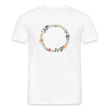 Floral wreath, customisable - Men's T-Shirt - white - Front - AI Model Male 178 dark (178cm)