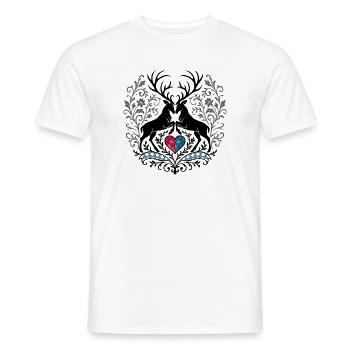 Cerf avec cœur - Style alpin en noir et bleu - T-shirt homme - blanc - Devant - AI Model Male 178 dark (178cm)