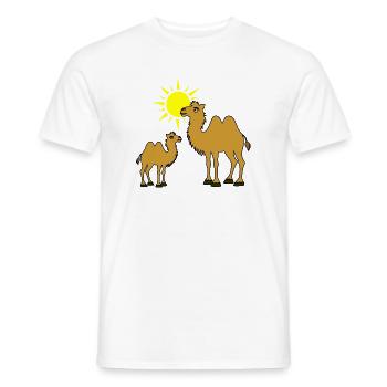 Mère et bébé chameau avec soleil - T-shirt homme - blanc - Devant - AI Model Male 178 dark (178cm)