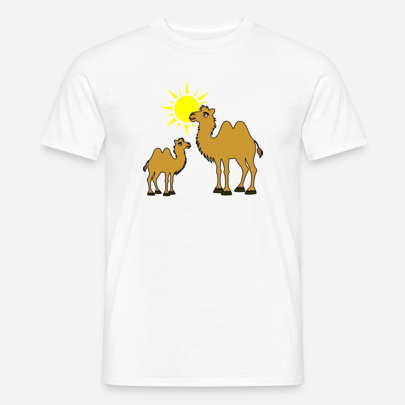 Mutter und Baby Kamel mit Sonne - Männer T-Shirt - Weiß