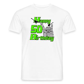 Happy Birthday 50 , Heavy Metal 50th Birthday - Men's T-Shirt - white - Front - AI Model Male 178 dark (178cm)