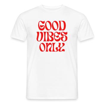Inspiring inscription "Good emotions only" - Men's T-Shirt - white - Front - AI Model Male 178 dark (178cm)