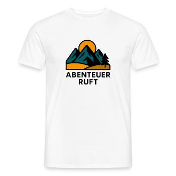 Mountain motif with sunrise - Men's T-Shirt - white - Front - AI Model Male 178 dark (178cm)