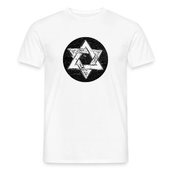 Star of David with black circle - Men's T-Shirt - white - Front - AI Model Male 178 dark (178cm)