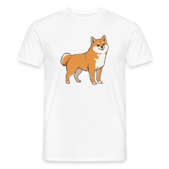 Chien Shiba Inu - T-shirt homme - blanc - Devant - AI Model Male 178 dark (178cm)