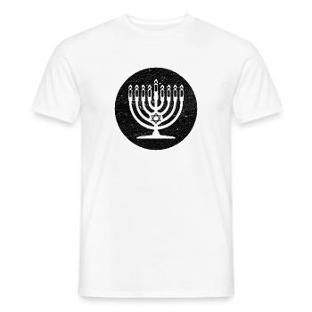 Chanukka Menora Kerzenständer in schwarzem Kreis - Männer T-Shirt - Weiß - Vorne - AI Model Male 178 dark (178cm)