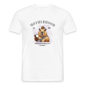 Motherhood 2025 Raising Tiny Human Like a Capybara - Männer T-Shirt - Weiß - Vorne - AI Model Male 178 dark (178cm)