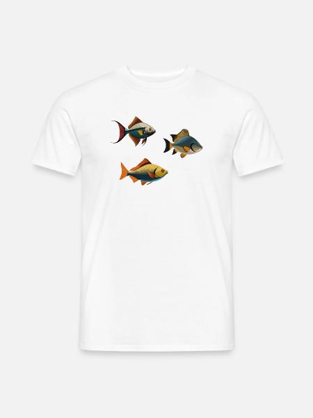 Kleurrijke tropische vissen op kleding - Heren T-shirt - wit