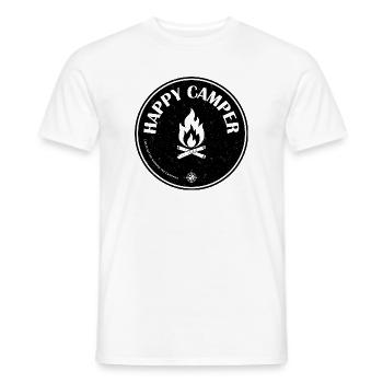 Happy Camper Camping Campfire - Men's T-Shirt - white - Front - AI Model Male 178 dark (178cm)