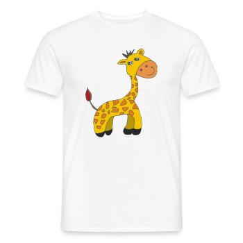 Charming Giraffe Caricature on Plush - Men's T-Shirt - white - Front - AI Model Male 178 dark (178cm)